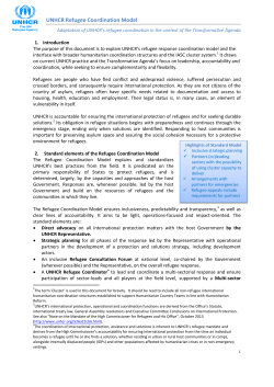 UNHCR Refugee Response Coordination Model
