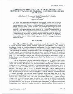 Interlanguage Variation in the Use of the English Plural Morpheme