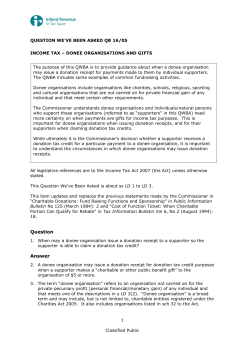 income tax &ndash; donee organisations and gifts