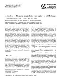 Indications of thin cirrus clouds in the stratosphere at mid