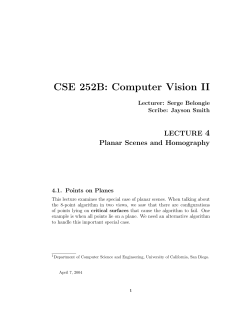 Planar Scenes and Homography - UCSD CSE