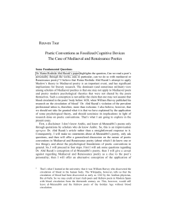 Poetic Conventions as Fossilized Cognitive Devices&mdash; The Case of