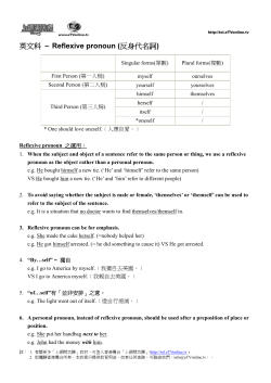 英文科&ndash; Reflexive pronoun (反身代名詞)