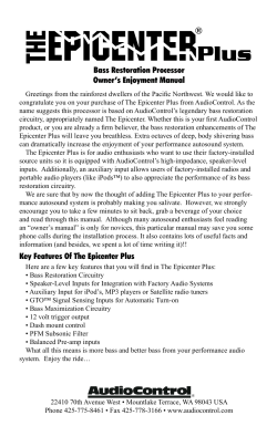 Bass Restoration Processor Owner`s Enjoyment Manual Key