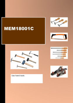 MEM18001C Use hand tools - Student Learning Resource Books