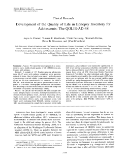 Development of the Quality of Life in Epilepsy Inventory for