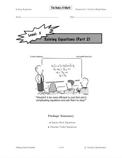 Solving Equations (Part 2)