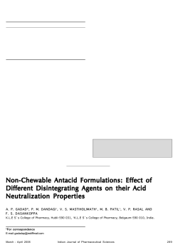 Non-Chewable Antacid Formulations: Effect of Different
