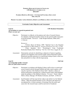 Curriculum Florida Hospital Division Single CPE Center