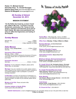 4th Sunday of Advent December 22, 2013 Sunday Masses Daily