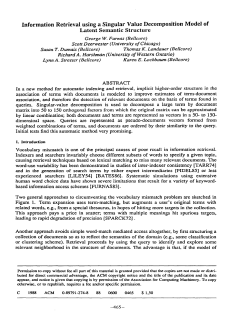 Information Retrieval using a Singular Value Decomposition Model