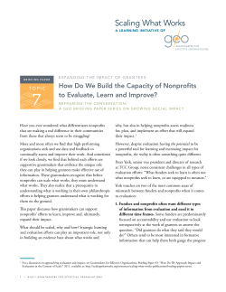 How Do We Build the Capacity of Nonprofits to Evaluate, Learn and