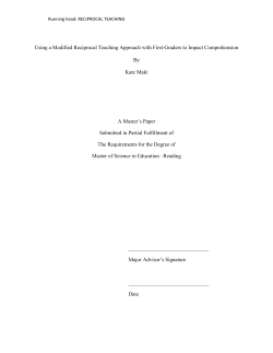 Using a Modified Reciprocal Teaching Approach with First