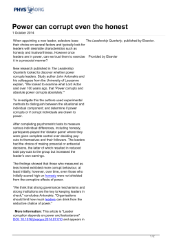 Power can corrupt even the honest