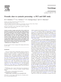 Prosodic clues to syntactic processing&mdash;a PET and ERP study