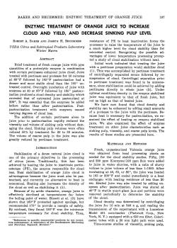 enzymic treatment of orange juice to increase cloud and yield, and