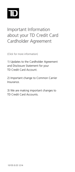 Important Information about your TD Credit Card