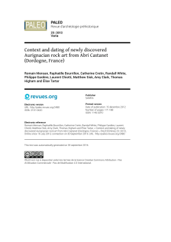 Context and dating of newly discovered - PALEO