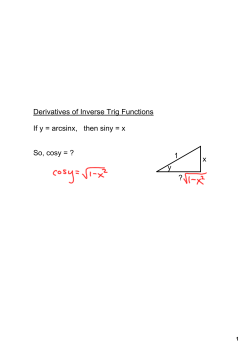 Derivatives of Inverse Trig Functions If y = arcsinx, then siny = x So