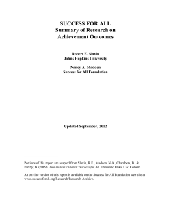 Success for All: Summary of Research on Achievement Outcomes