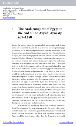 1 The Arab conquest of Egypt to the end of the Ayyubi - Beck-Shop