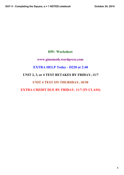 Completing the Square (a=1) NOTES