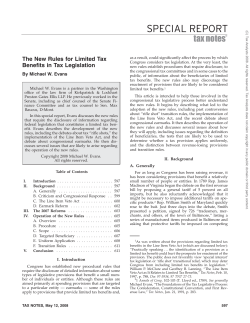 The New Rules for Limited Tax Benefits in Tax Legislation