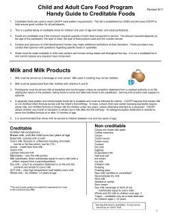 Child and Adult Care Food Program Handy Guide to Creditable