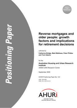 Reverse mortgages and older people: growth factors and