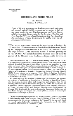 Bioethics and Public Policy.