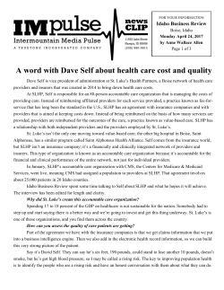 A word with Dave Self about health care cost and quality