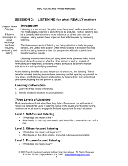 SESSION 3: LISTENING for what REALLY matters