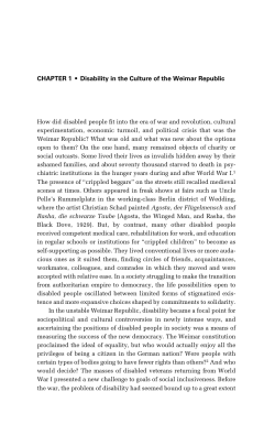 CHAPTER 1 &bull; Disability in the Culture of the Weimar Republic