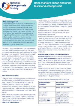 Bone markers (blood and urine tests) and osteoporosis