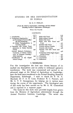 STUDIES ON SEX DIFFERENTIATION IN FOWLS.