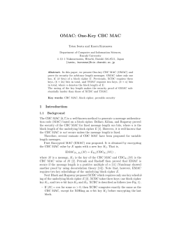 OMAC: One-Key CBC MAC - International Association for