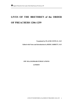 Lives of the Brethren - Holy Rosary Province