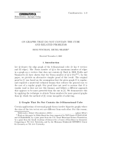 On graphs that do not contain the cube and related problems