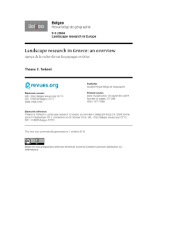 Landscape research in Greece: an overview - Belgeo