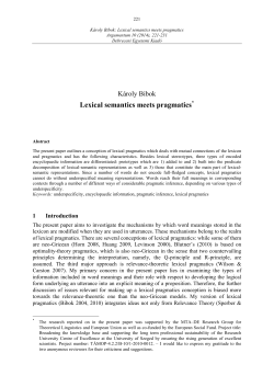 Lexical semantics meets pragmatics