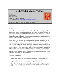 Music 111: Introduction To Music