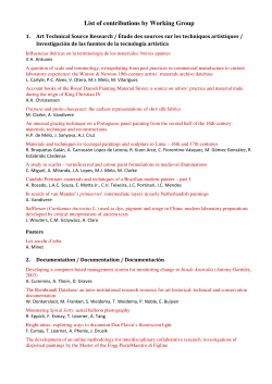 List of contributions by Working Group