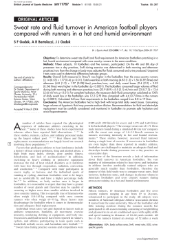 Sweat rate and fluid turnover in American football players compared