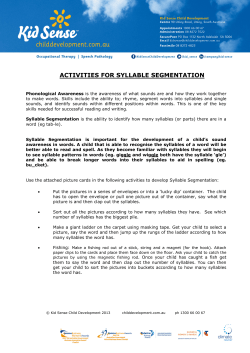 Syllable Segmentation - Kid Sense Child Development