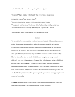 Users of `diet` drinks who think that sweetness is calories