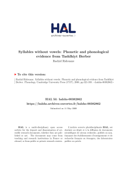 Syllables without vowels: Phonetic and phonological - Hal-SHS