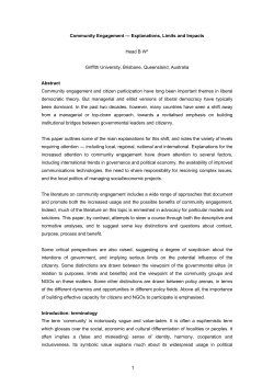 Community Engagement &ndash; explanations, limits and impacts