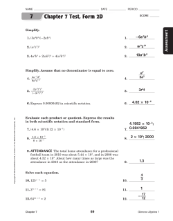 Chapter 7 Test, Form 2D (continued)