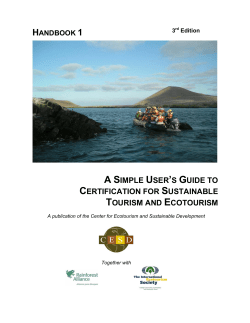 a simple user`s guide to certification for sustainable tourism and