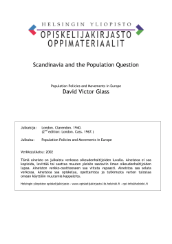 SCANDINAVIA AND THE POPULATION QUESTION1